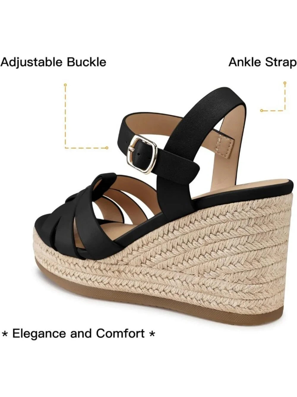 Stylish Platform Wedge Espadrilles Sandals for Women - Comfortable Open Toe